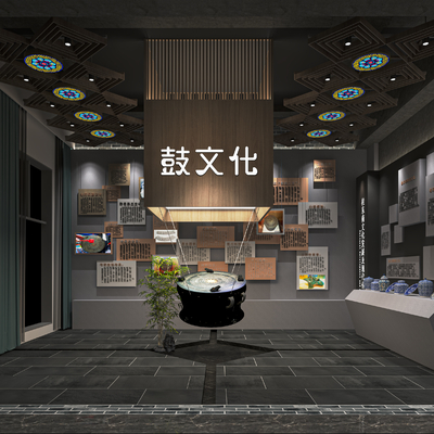  新中式民俗文化馆 博物馆su模型 