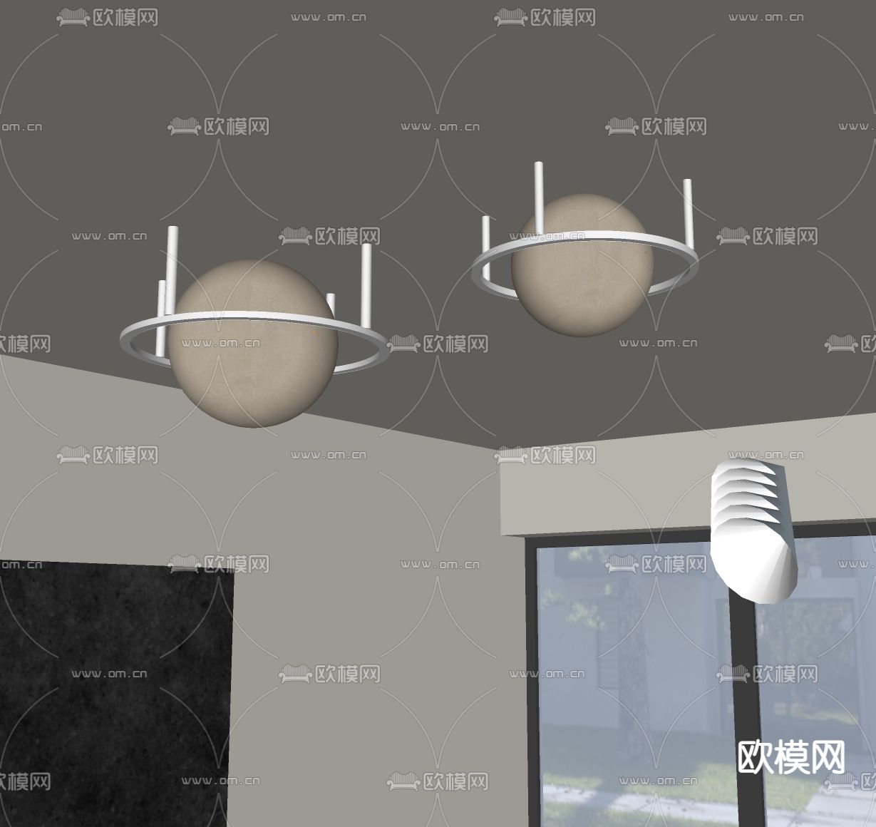 吸顶灯su模型下载（渲染图2）