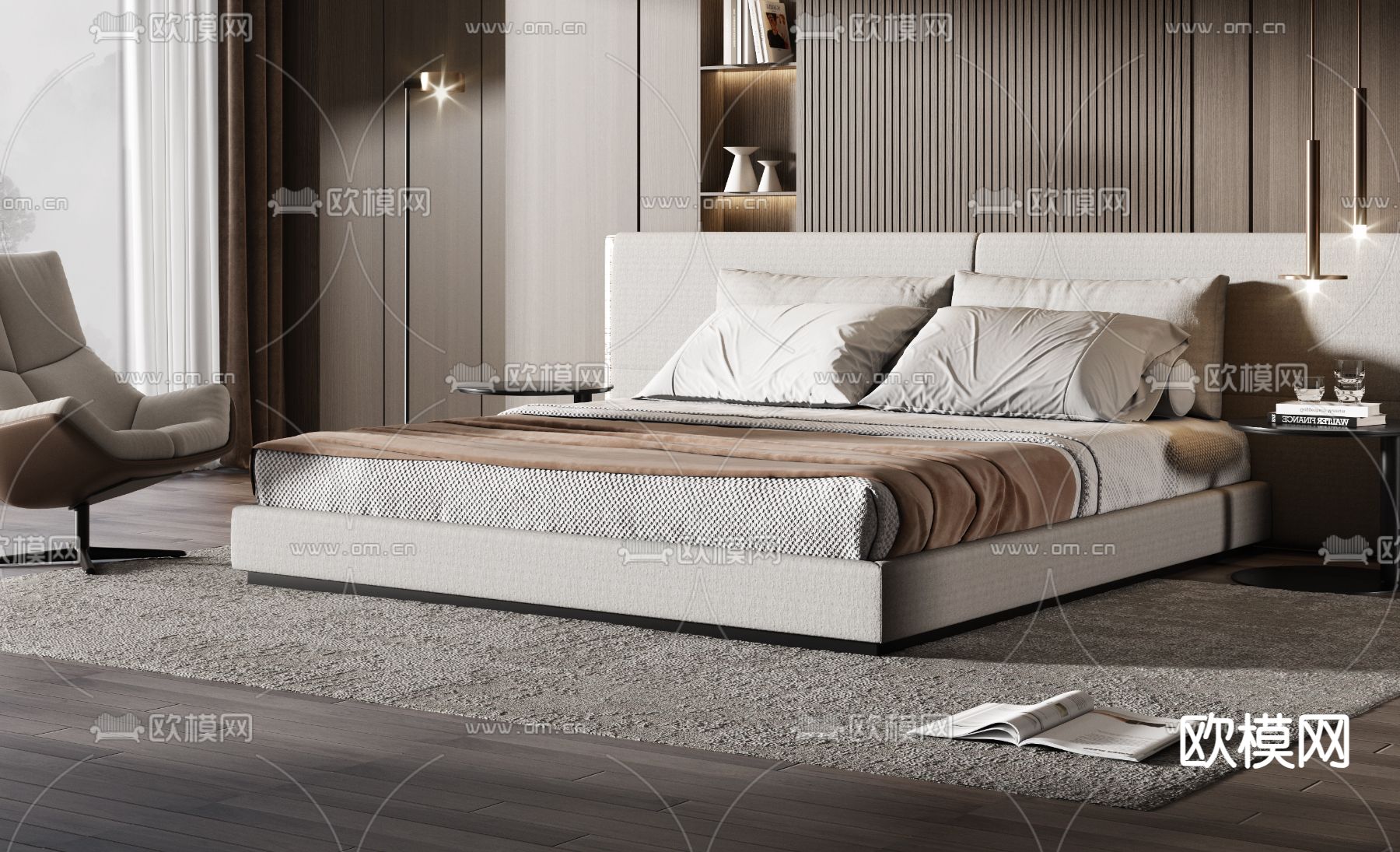 Minotti 双人床3d模型下载（渲染图2）