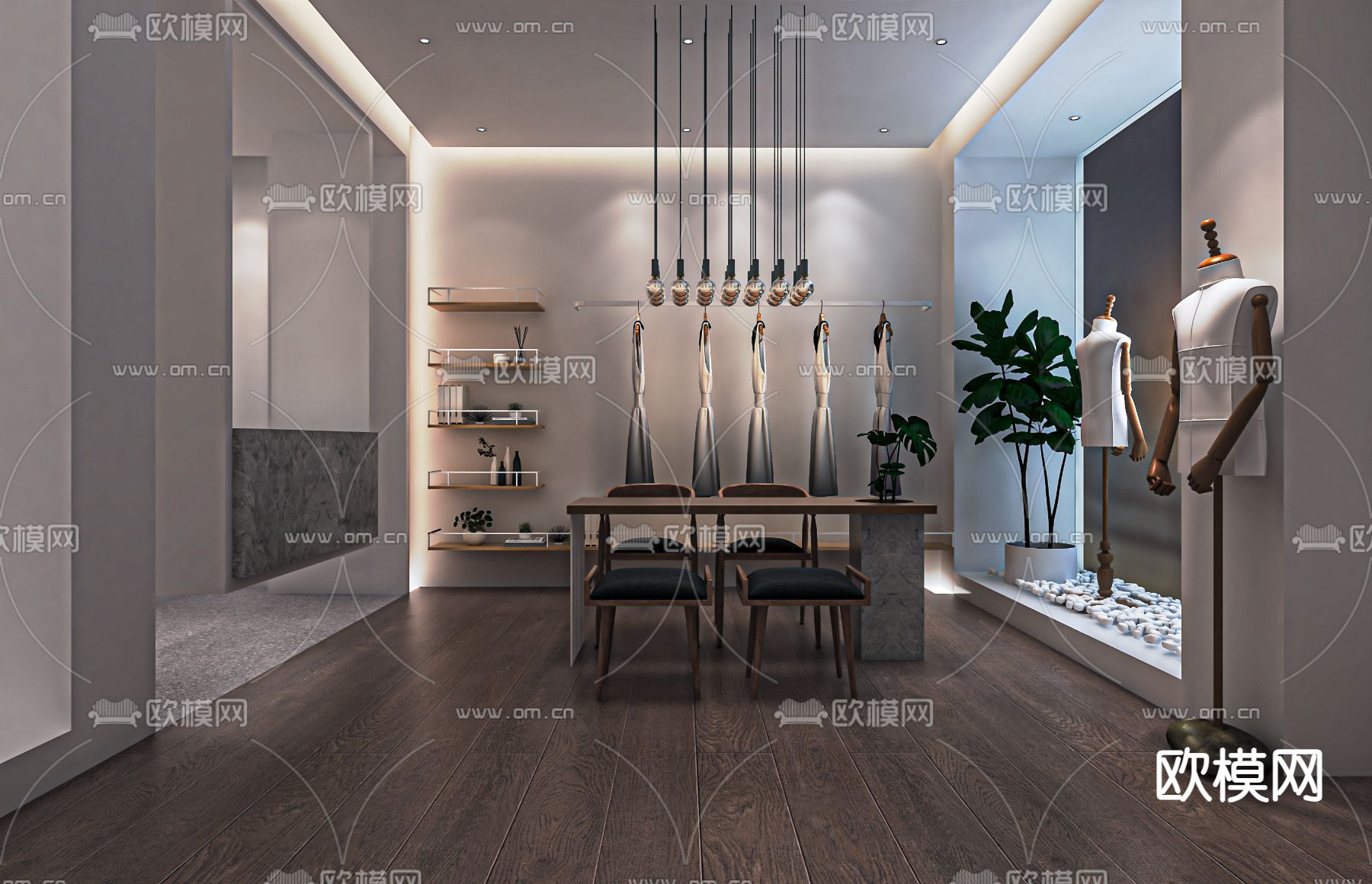 现代服装店su模型下载（渲染图1）