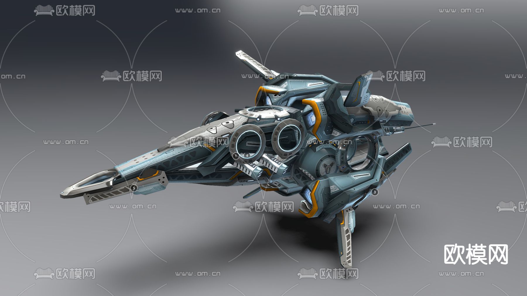 科技感飞行器 宇宙飞船su模型下载（渲染图1）