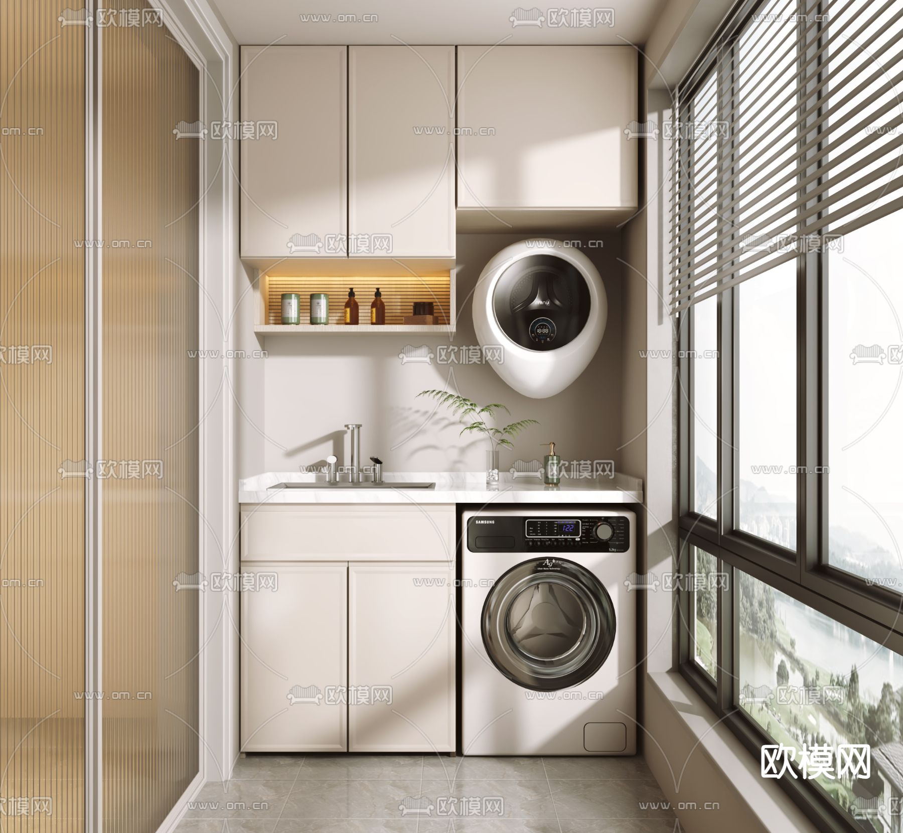 生活阳台 洗衣房3d模型下载