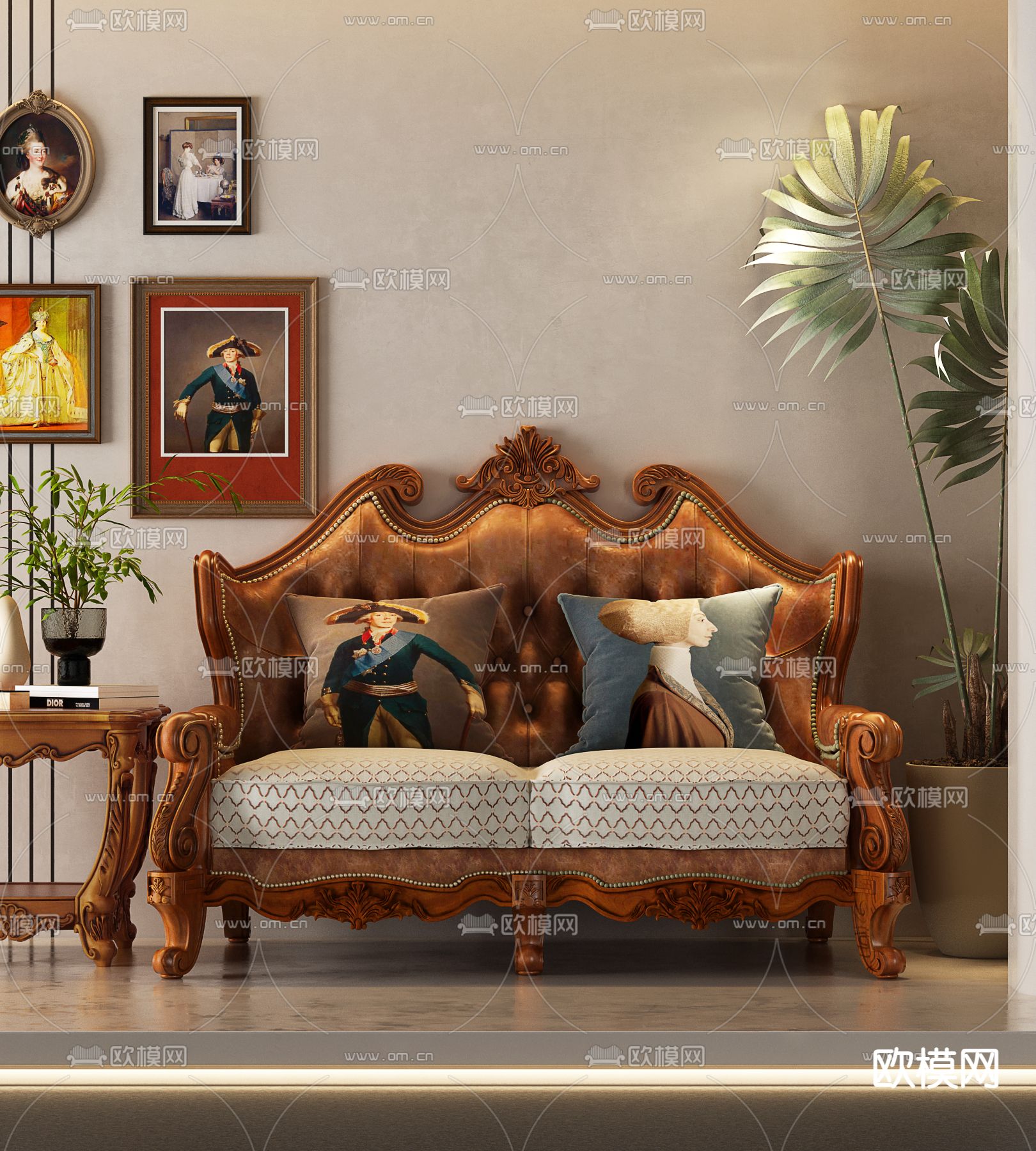 欧式双人沙发3d模型下载