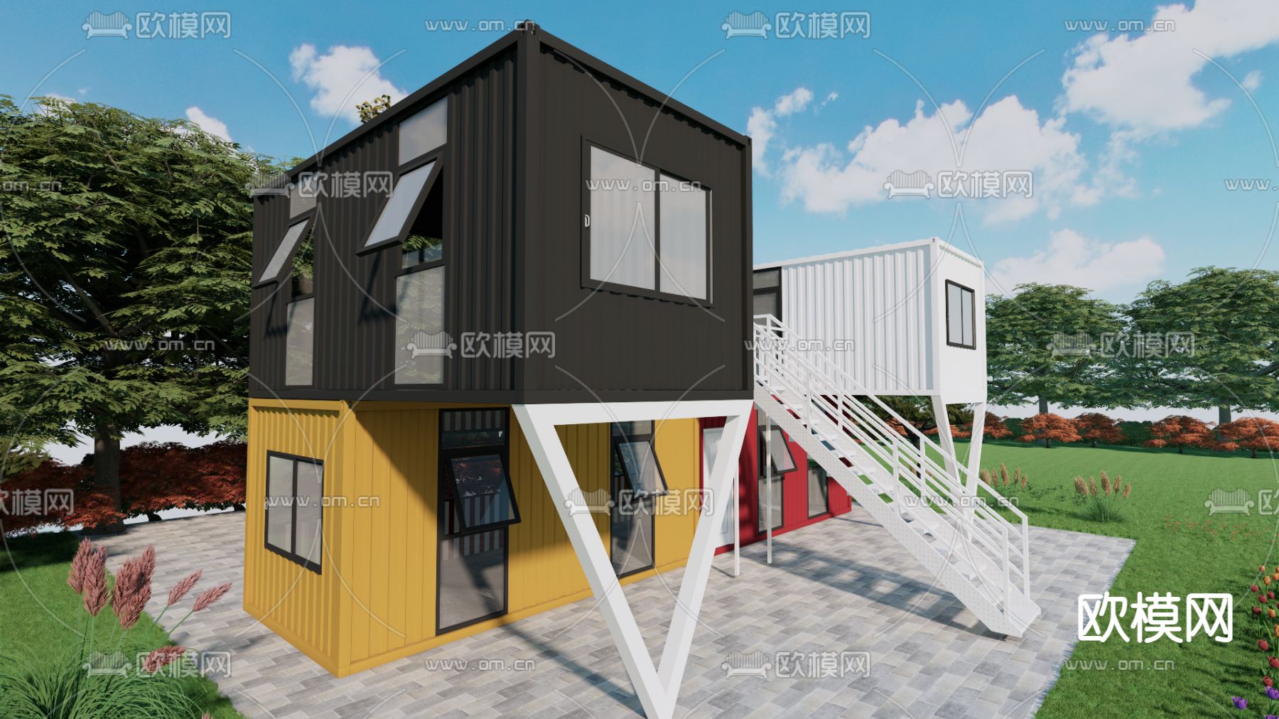 工业风集装箱su模型下载（渲染图4）