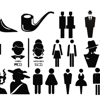  厕所指示牌 标识导视牌su模型 