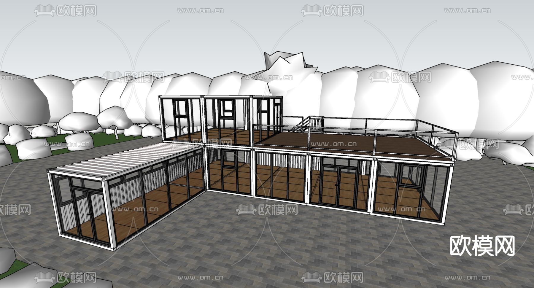 集装箱建筑su模型下载（渲染图3）