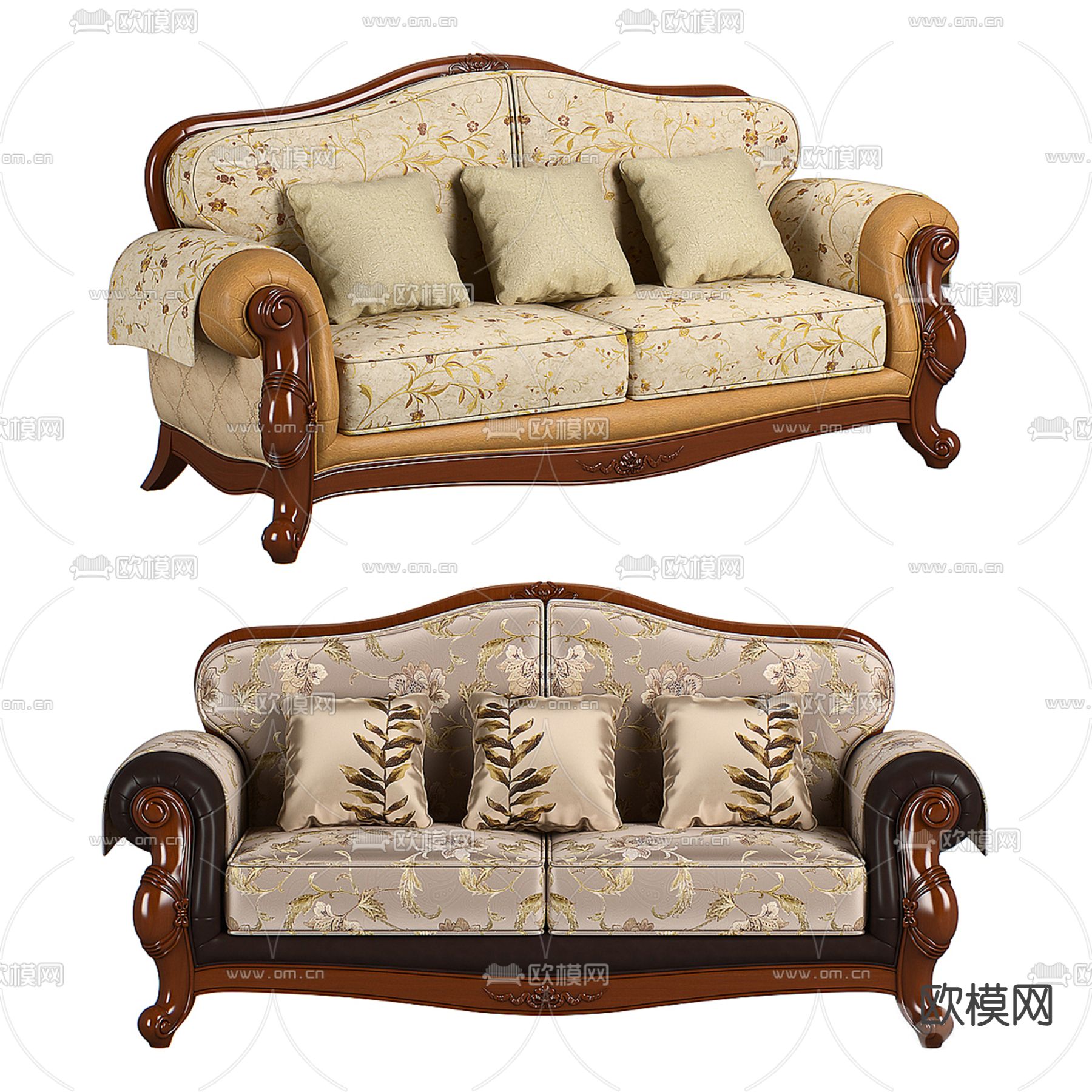 美式双人沙发3d模型下载