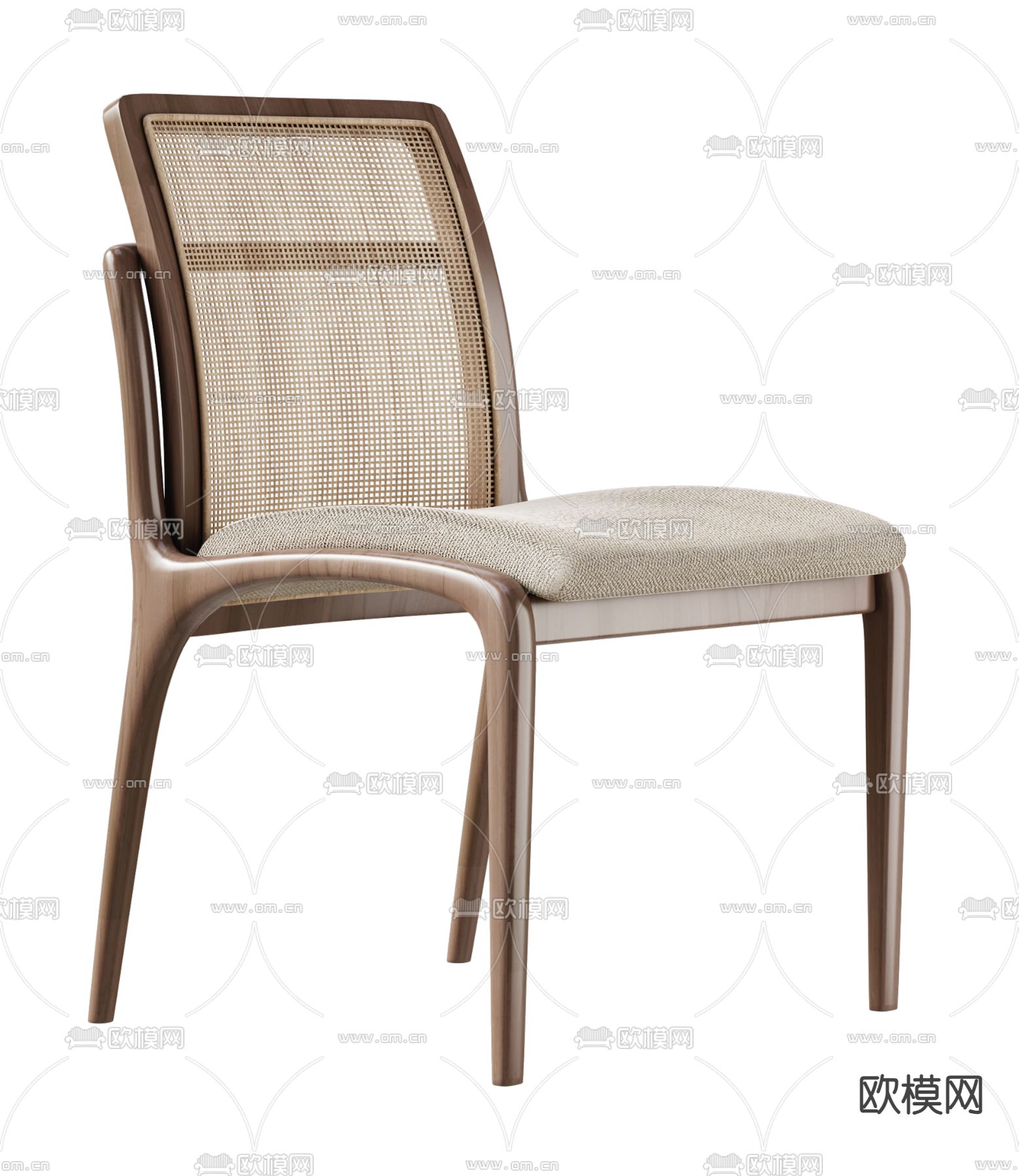 侘寂椅子 藤编餐椅3d模型下载
