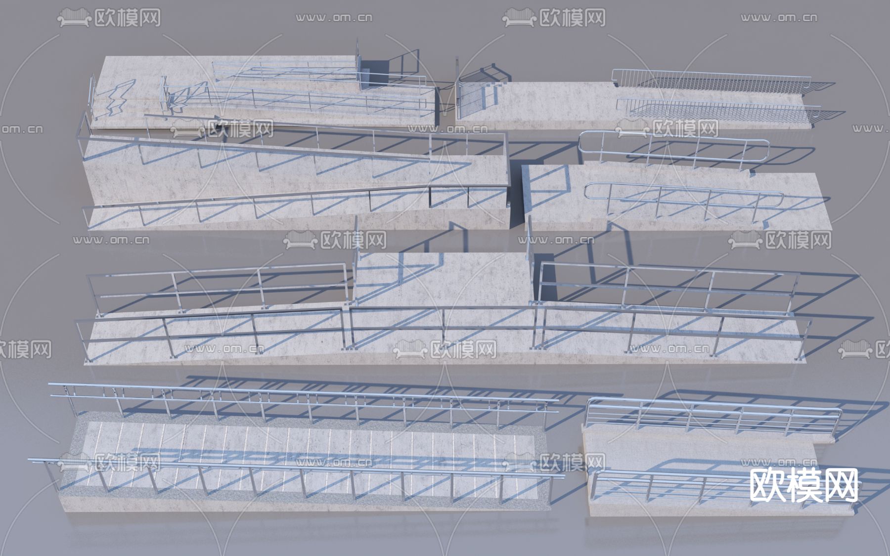 无障碍坡道 残疾人斜坡3d模型下载
