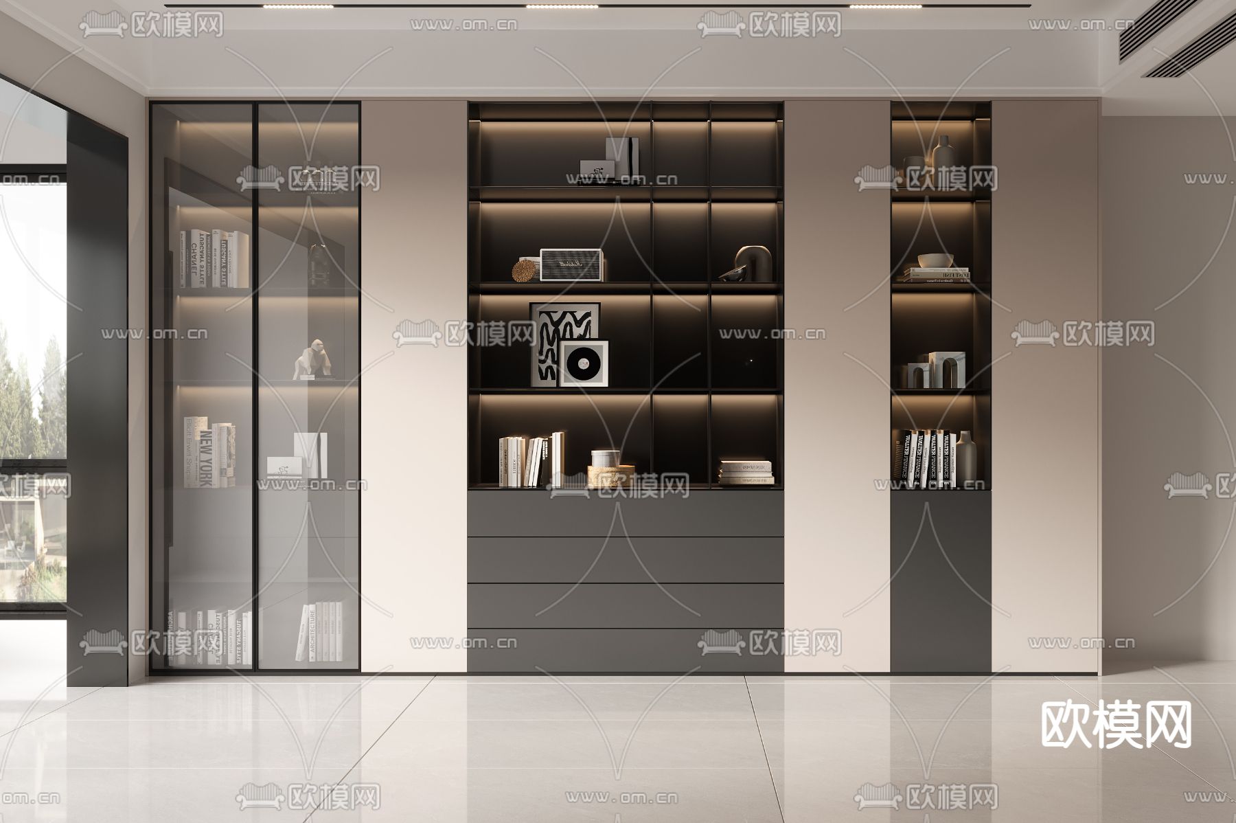 书柜 书架 陈列柜 装饰柜3d模型下载