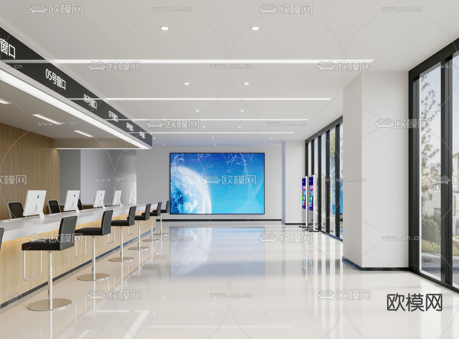 党群服务中心 办事大厅3d模型下载