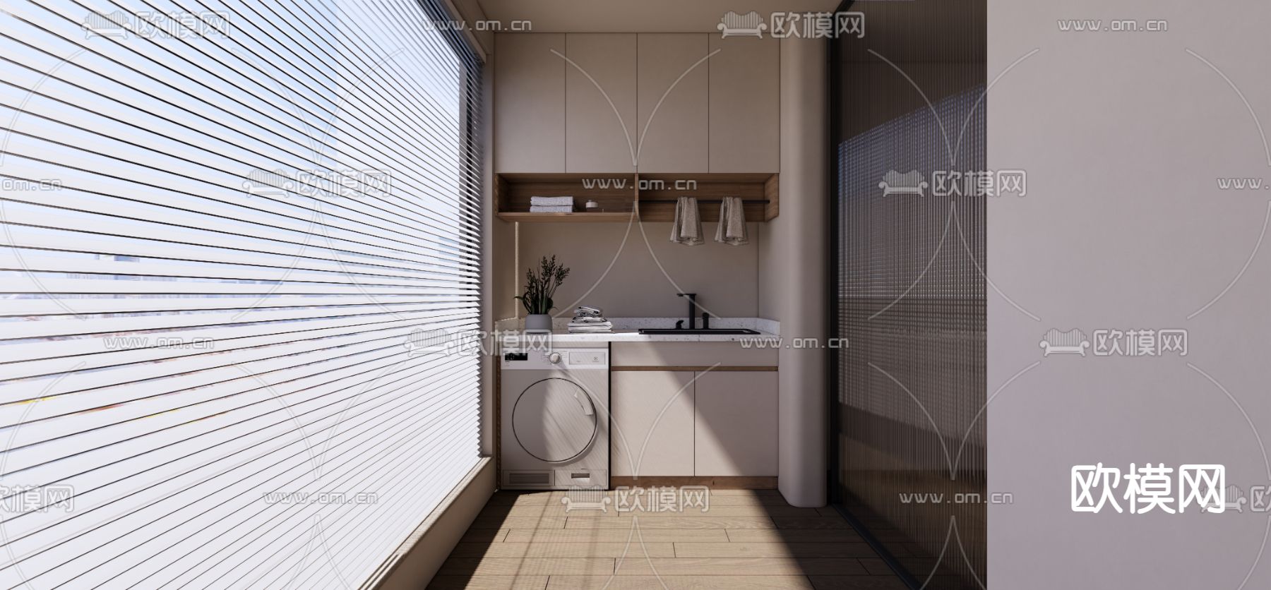 现代阳台su模型下载（渲染图1）