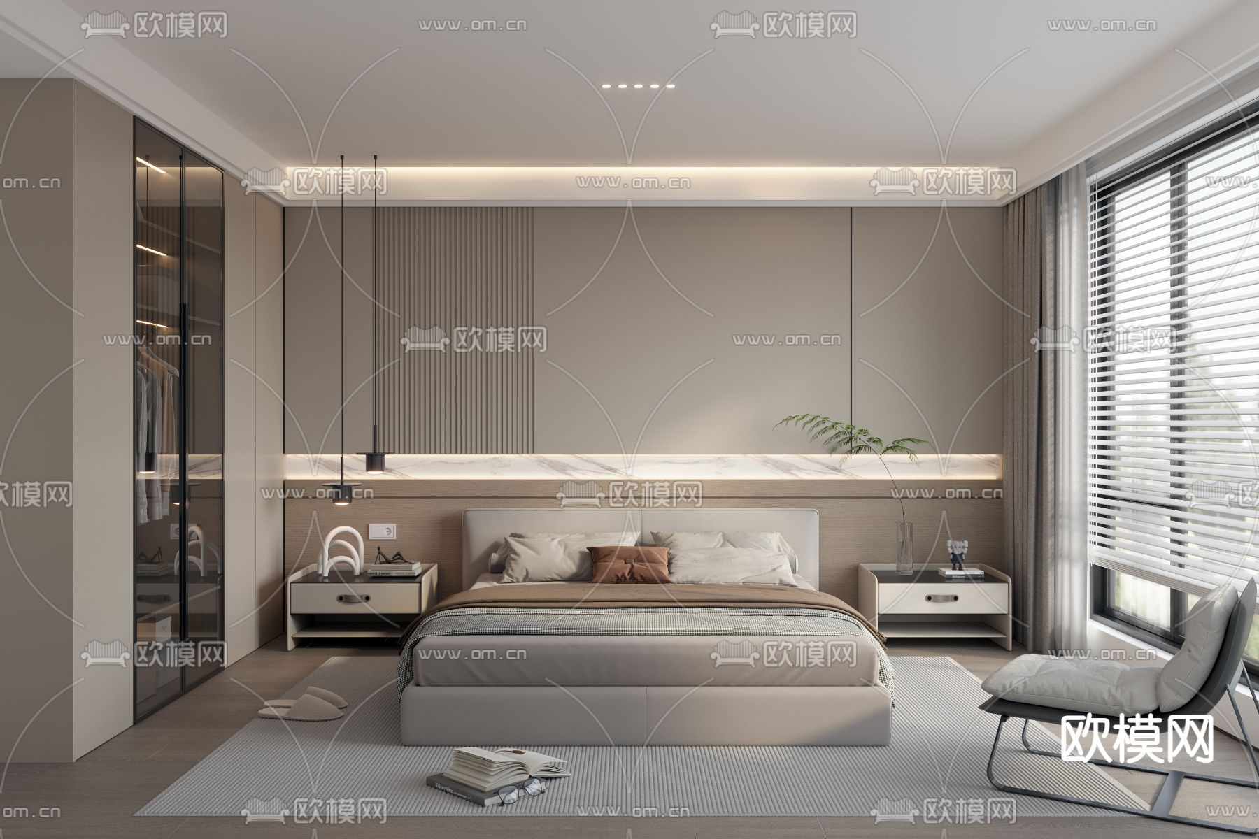 现代卧室 主卧 主人房3d模型下载