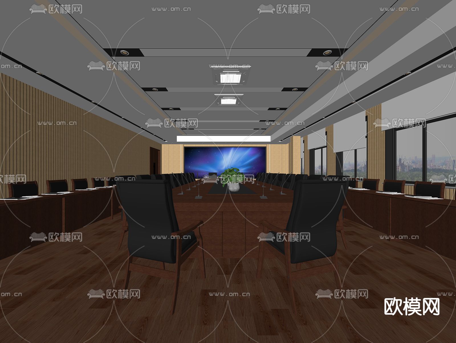 政府机关单位 会议室su模型下载（渲染图2）