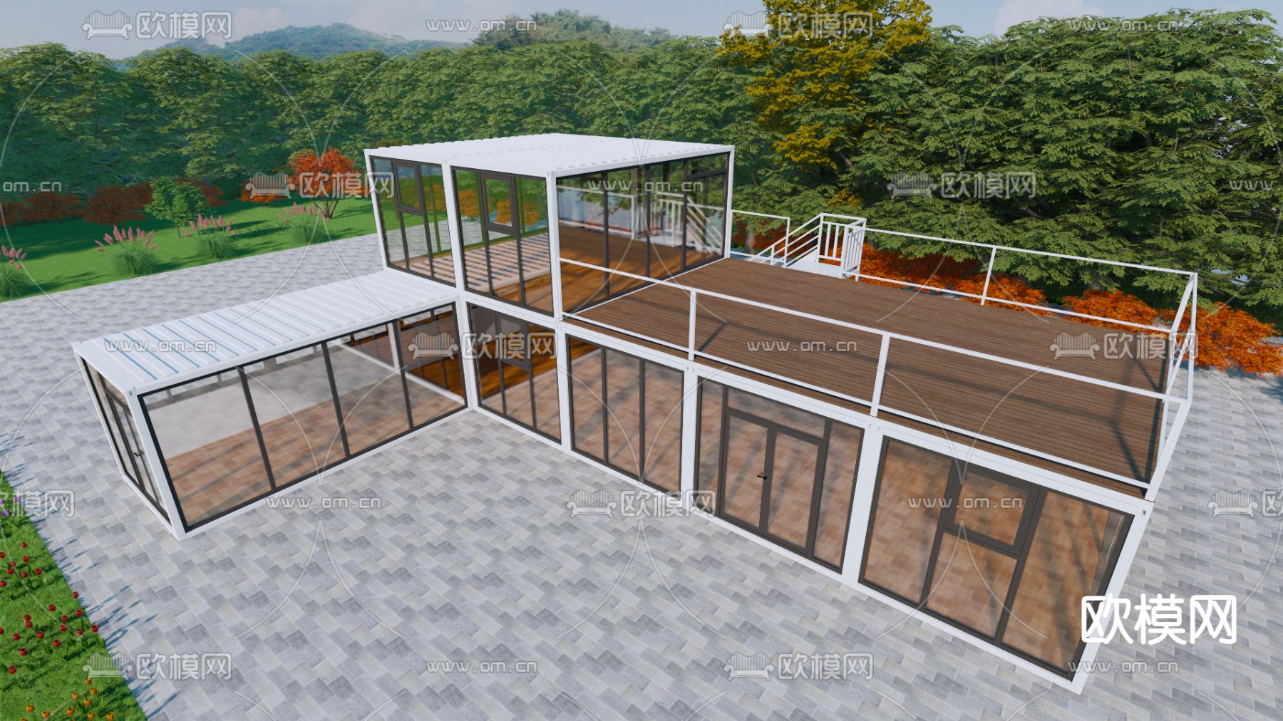 集装箱建筑su模型下载（渲染图4）