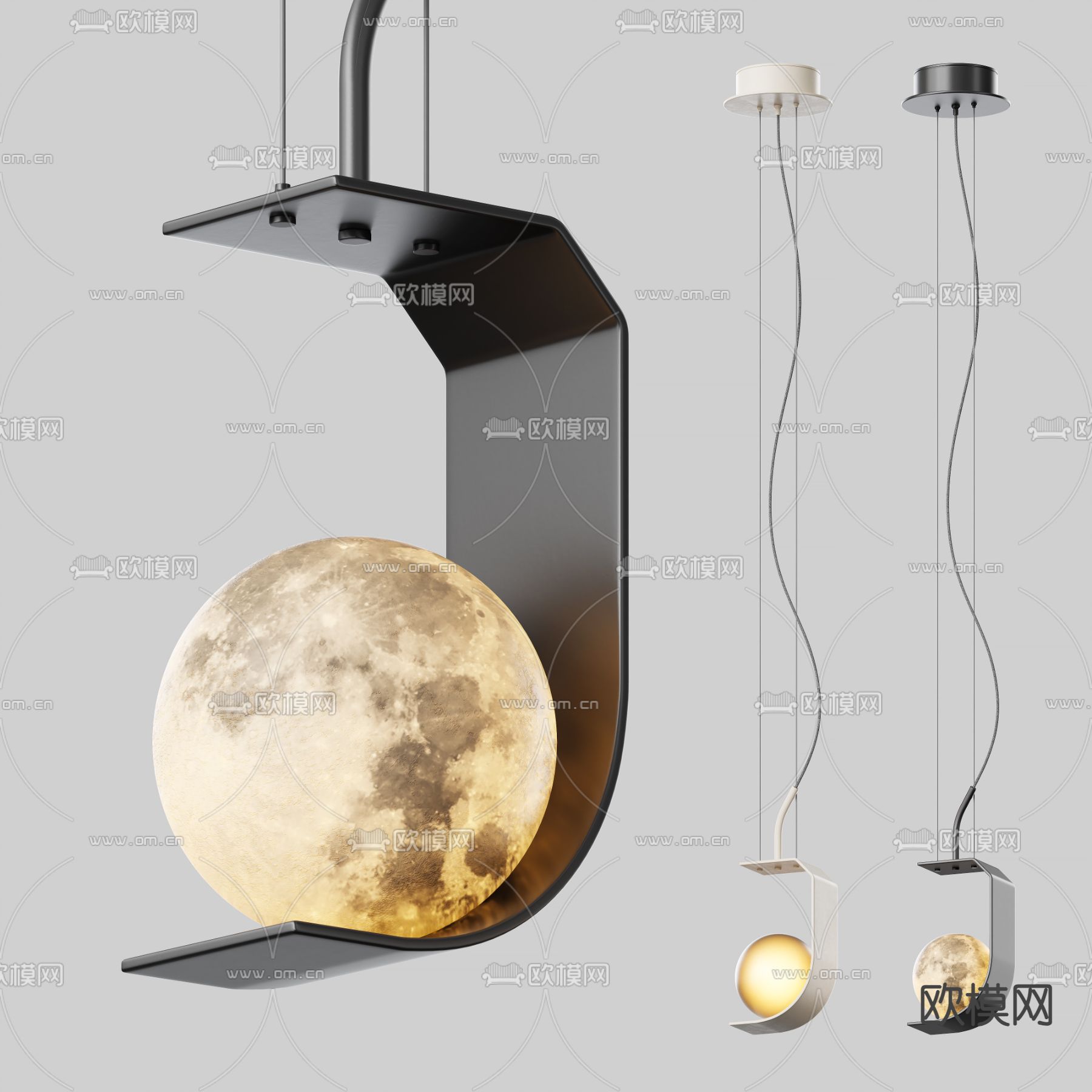 月亮小吊灯 月球灯3d模型下载