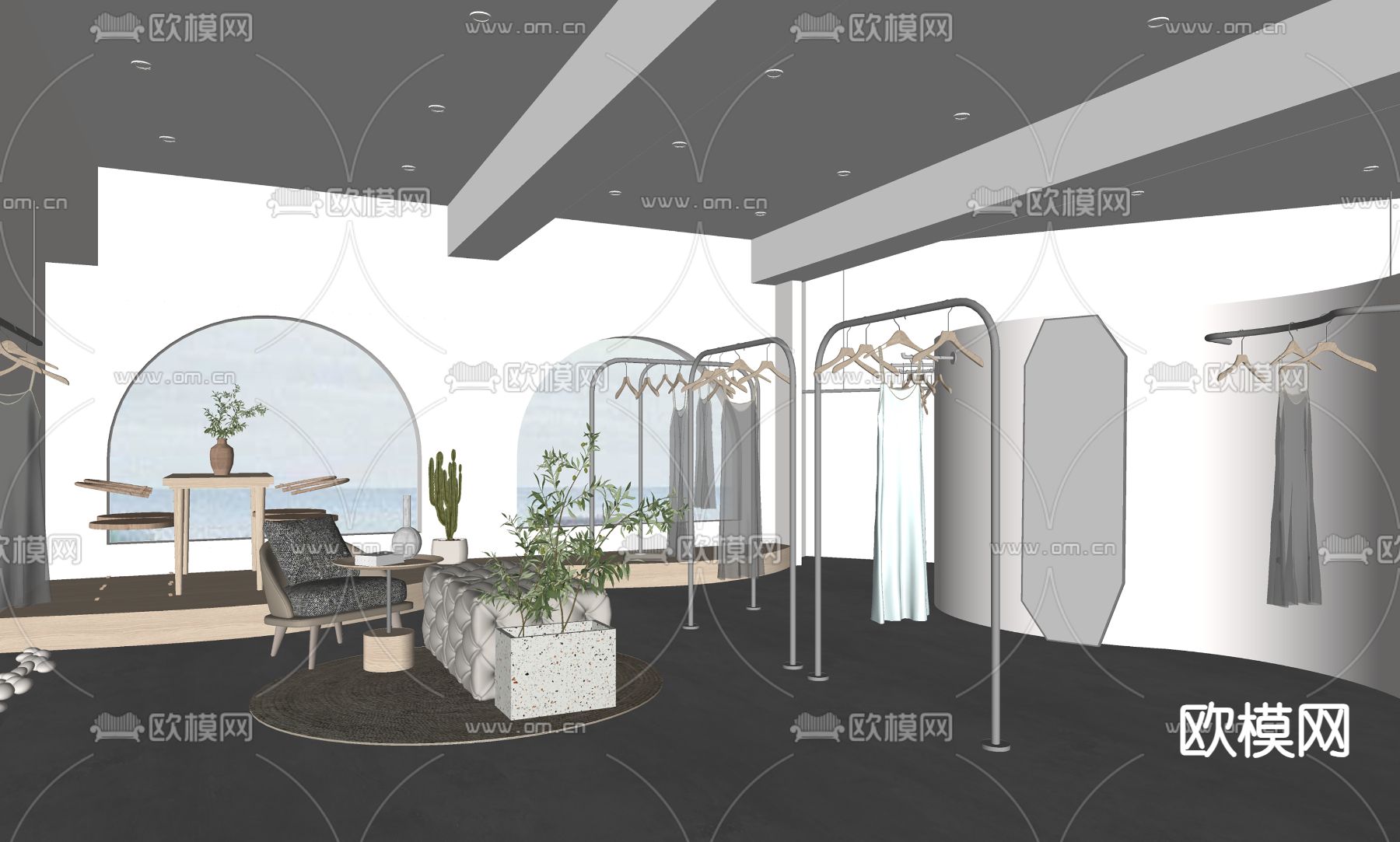 现代服装店su模型下载（渲染图2）