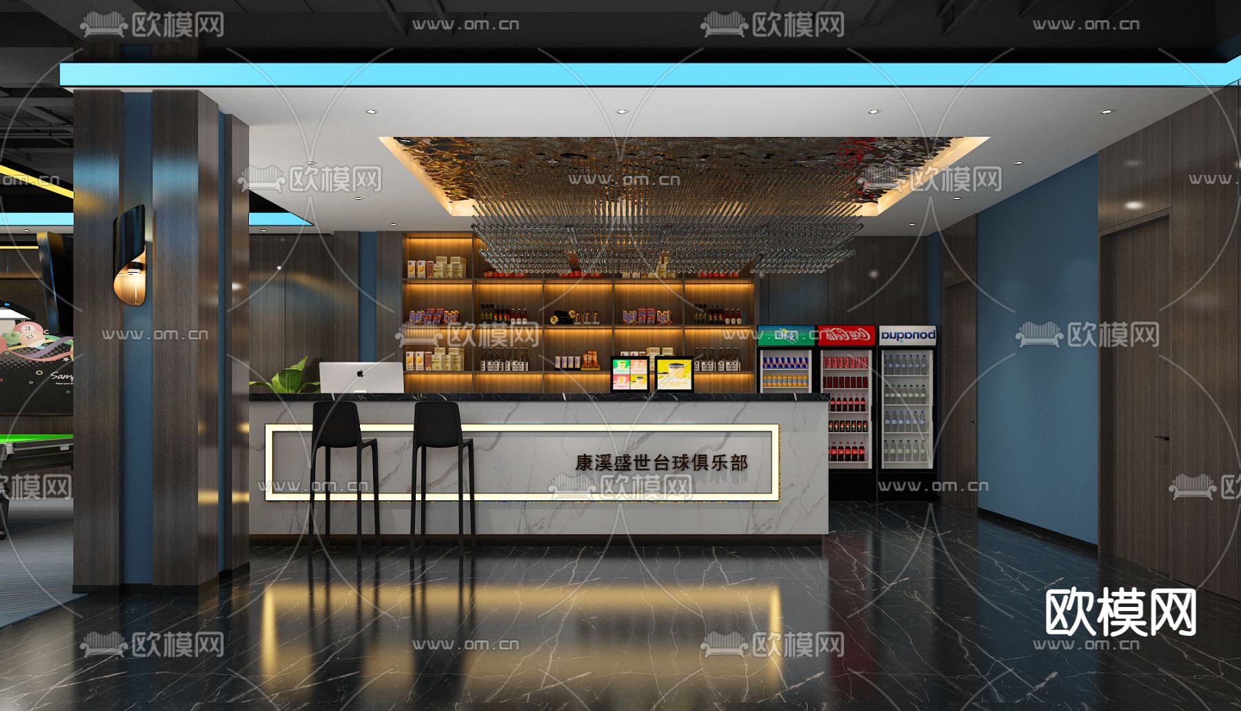 台球厅 桌球馆3d模型下载（渲染图3）