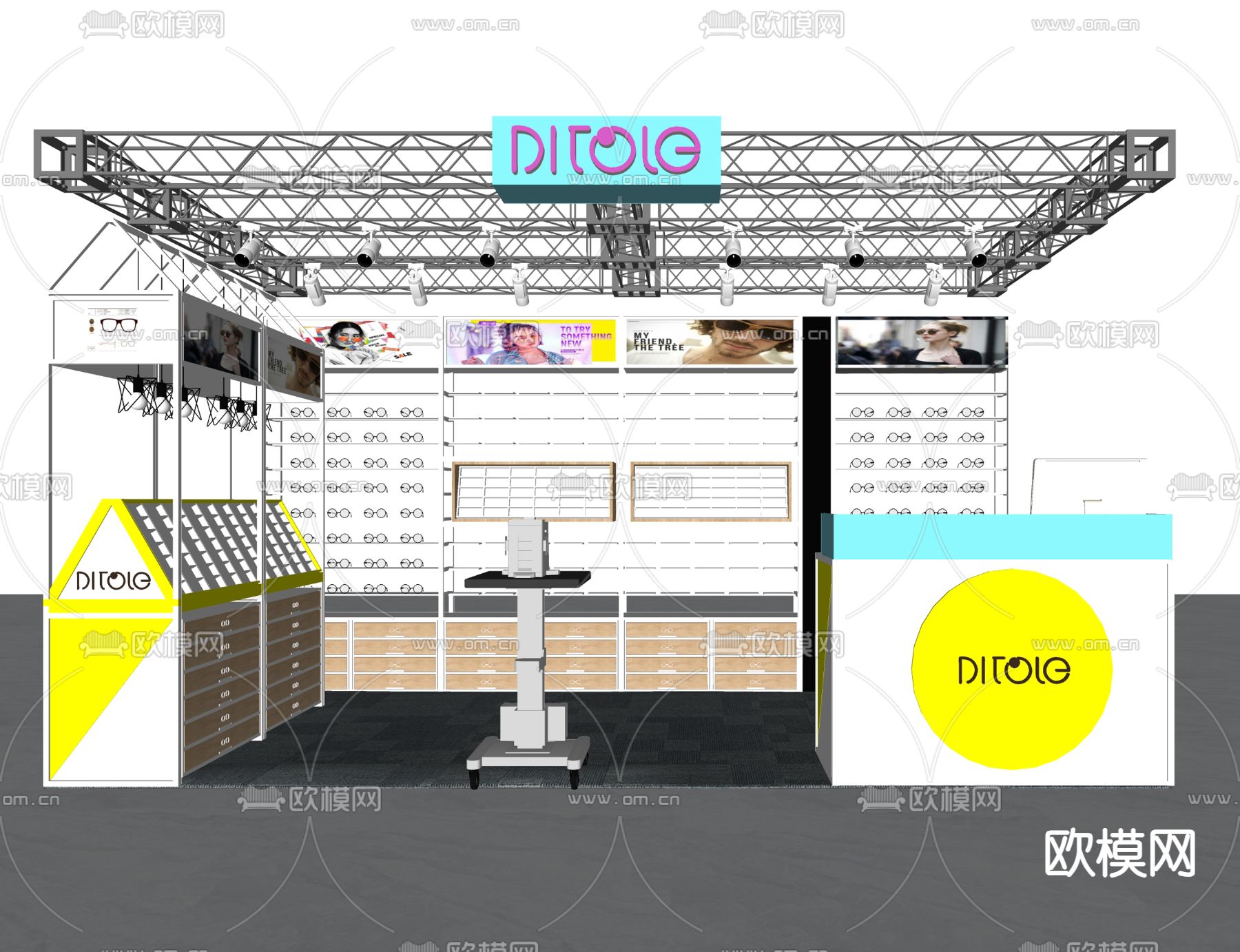 现代眼镜店su模型下载（渲染图2）