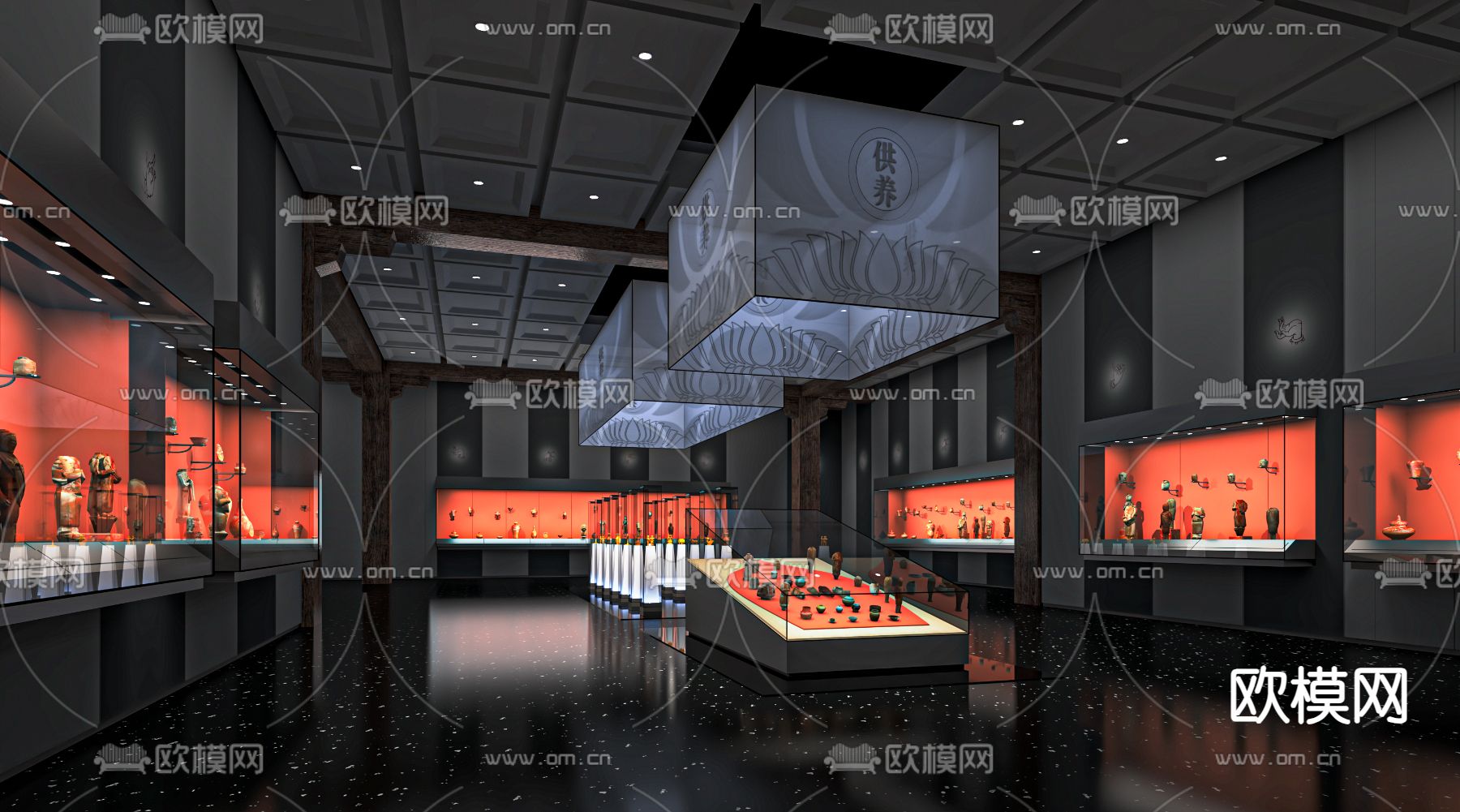 新中式博物馆su模型下载（渲染图1）