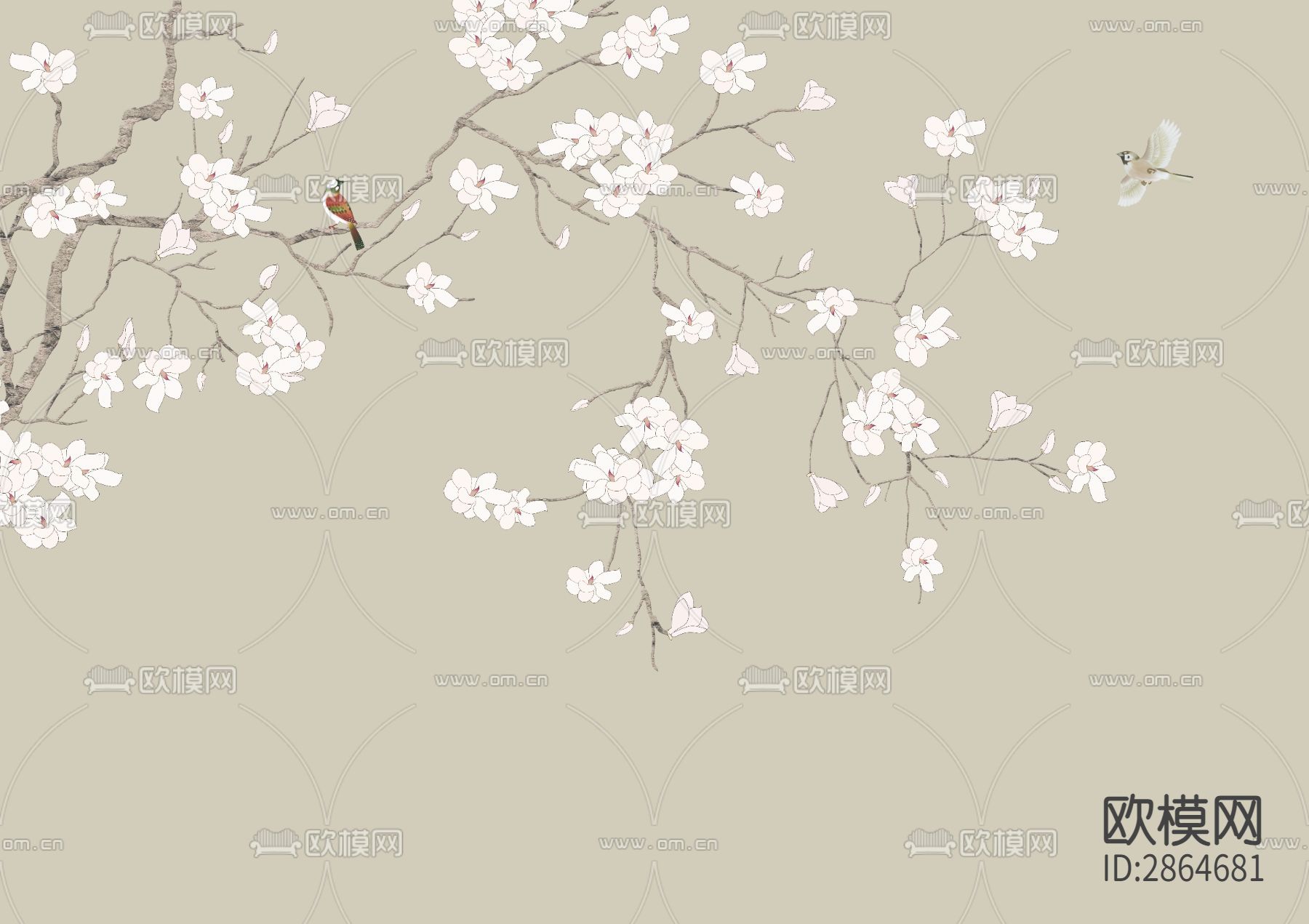 新中式花鸟画下载（渲染图4）