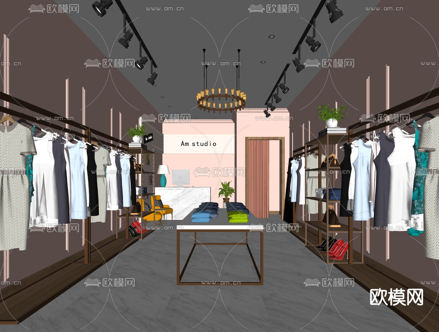 简欧服装店su模型下载（渲染图2）