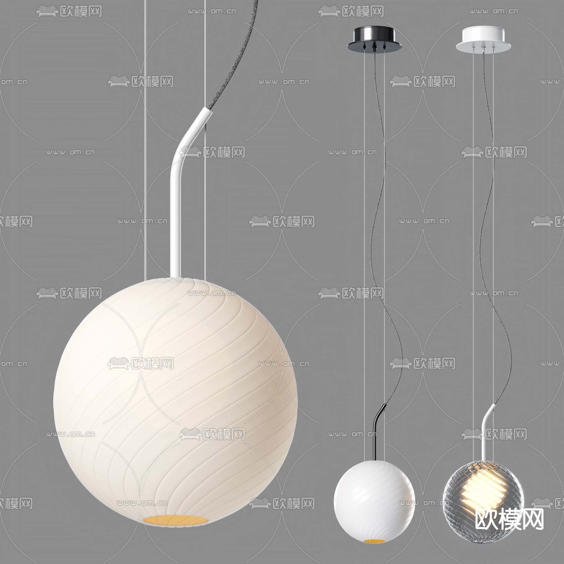 圆球小吊灯3d模型下载（渲染图1）