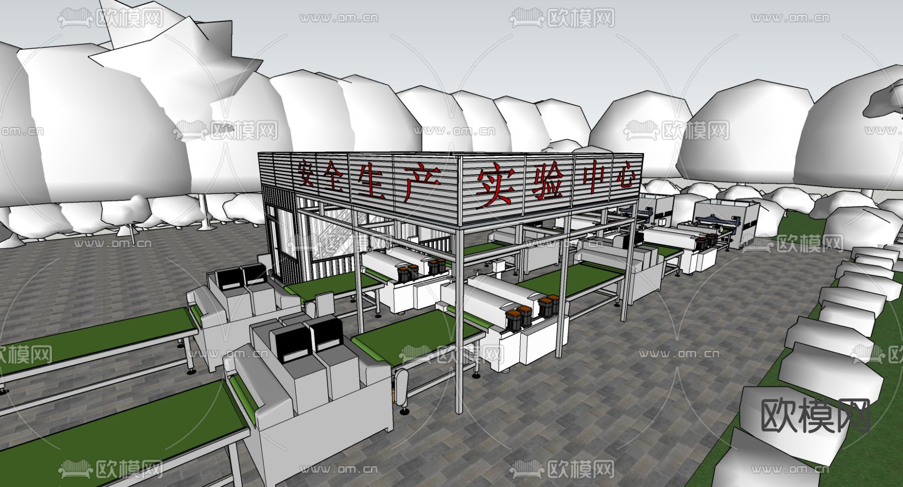 工业风集装箱建筑su模型下载（渲染图3）