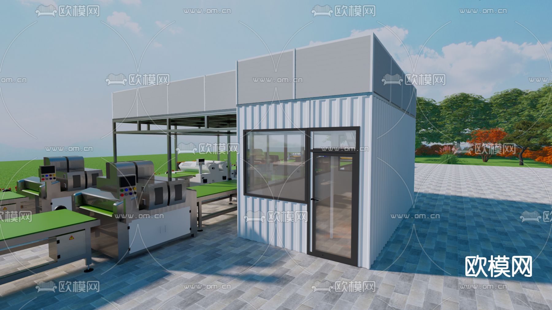 工业风集装箱建筑su模型下载（渲染图6）