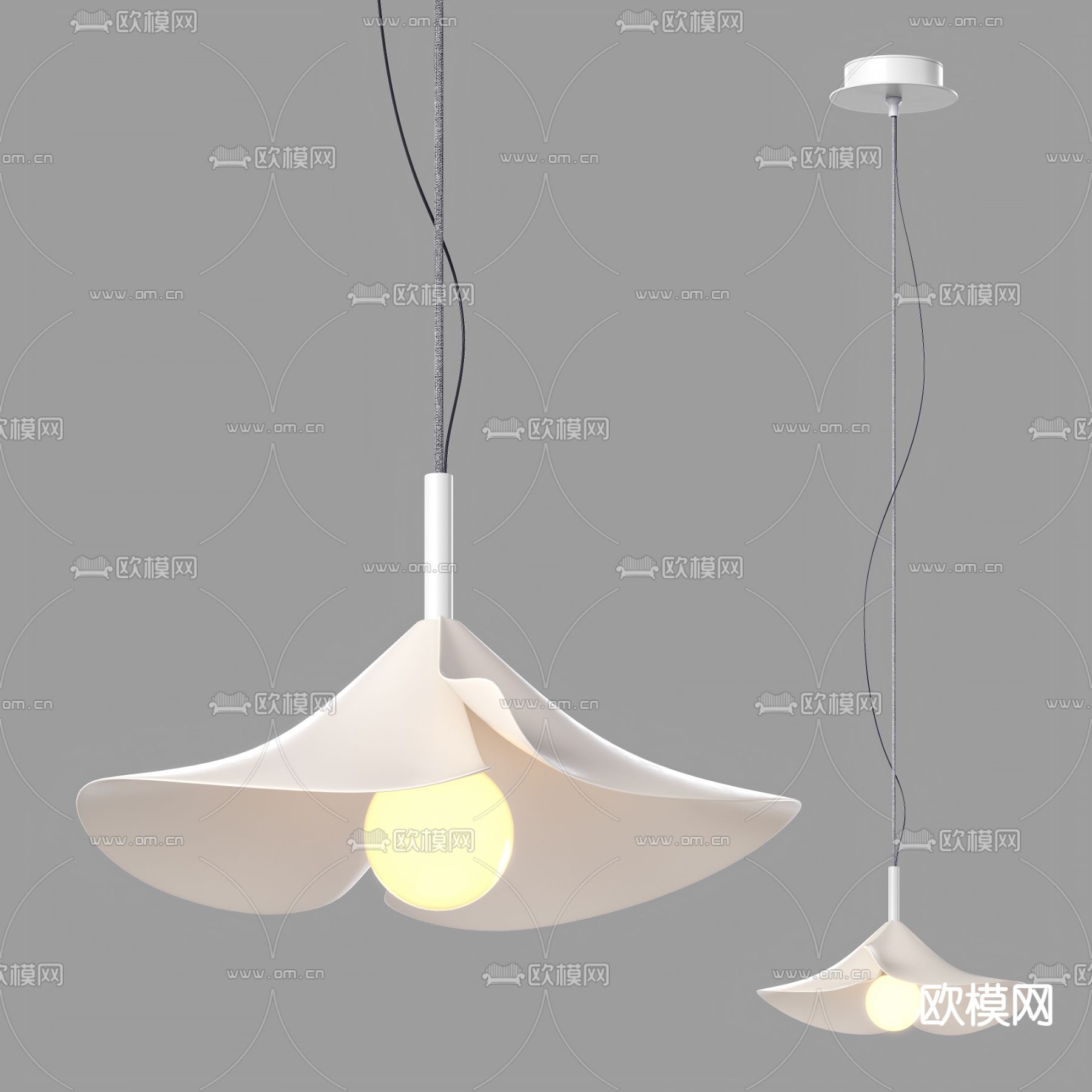 花瓣小吊灯3d模型下载（渲染图1）