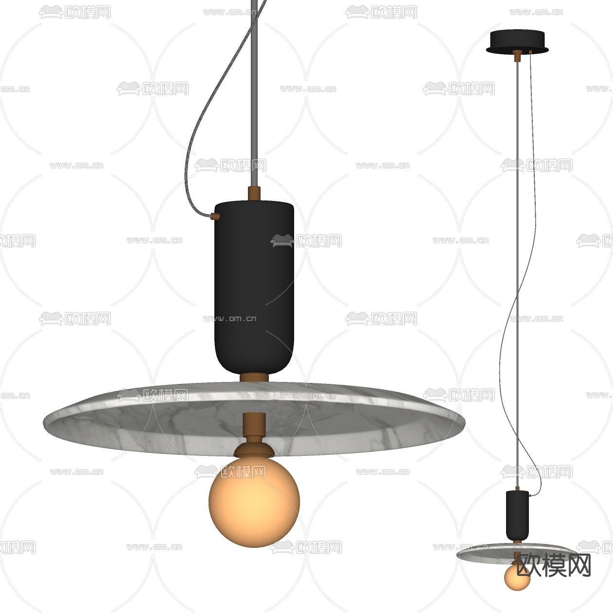 床头吊灯su模型下载（渲染图2）