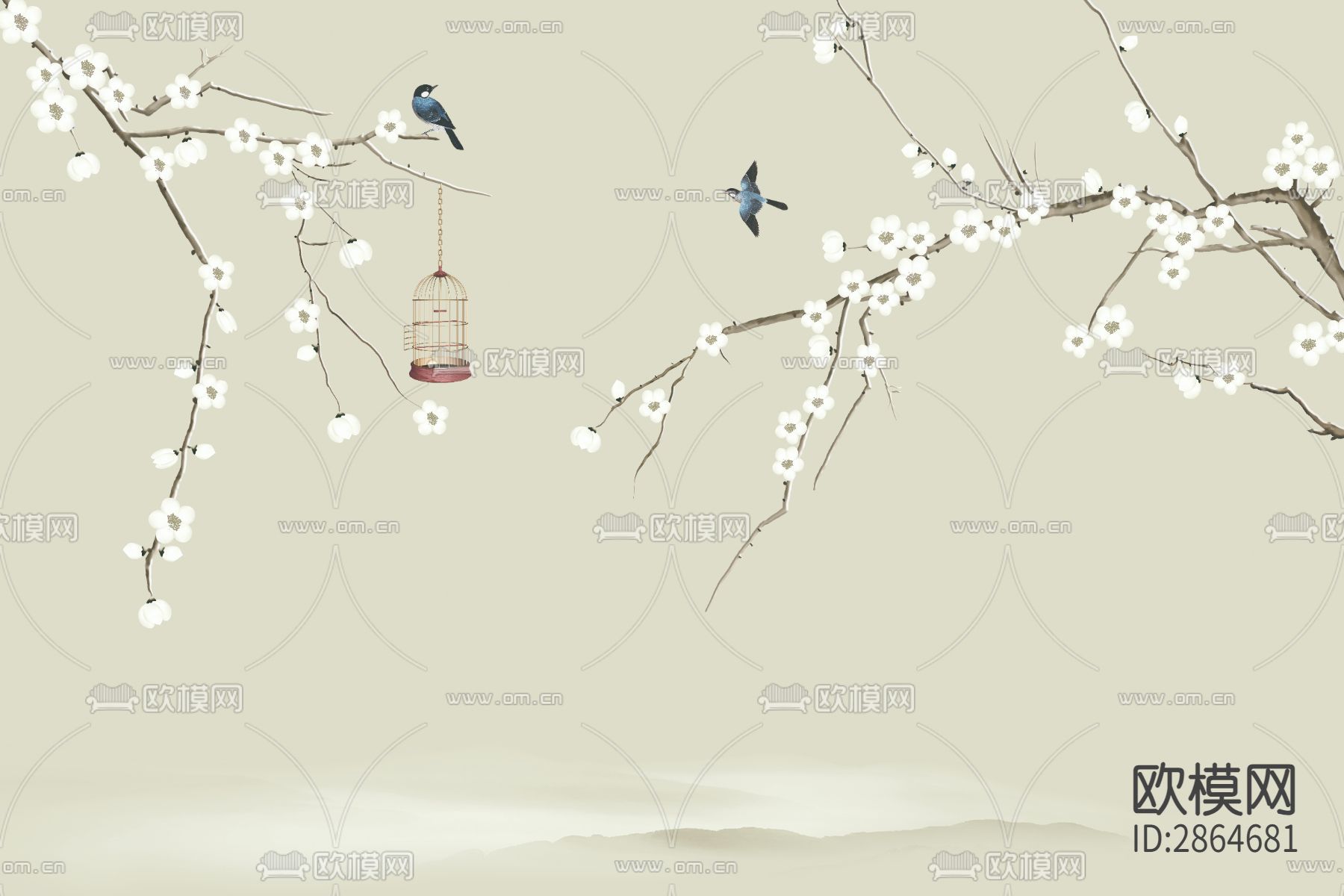 新中式花鸟画下载（渲染图8）