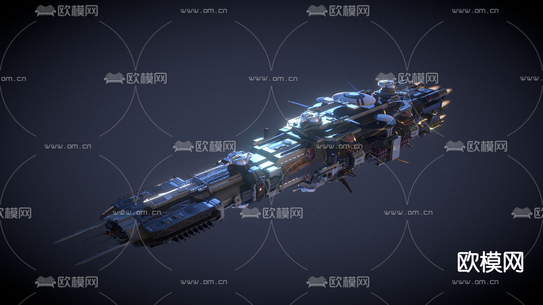 科技感飞行器 宇宙飞船su模型下载（渲染图1）