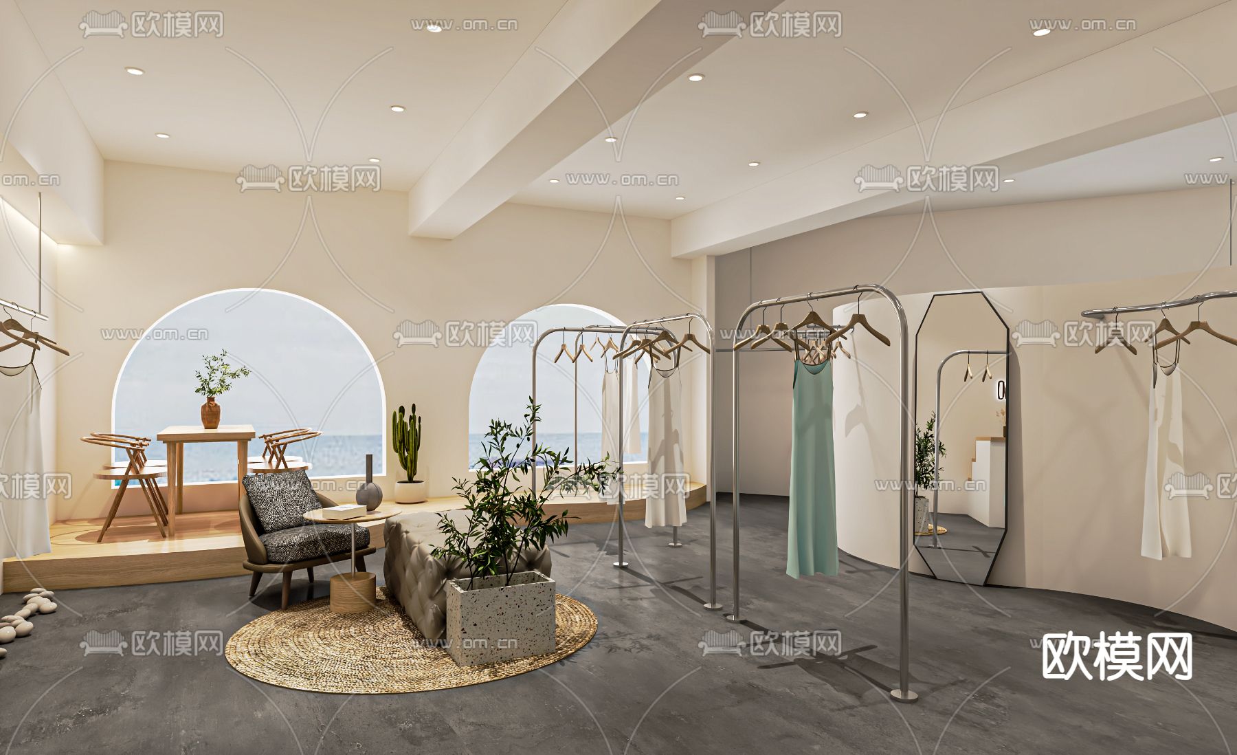 现代服装店su模型下载（渲染图1）