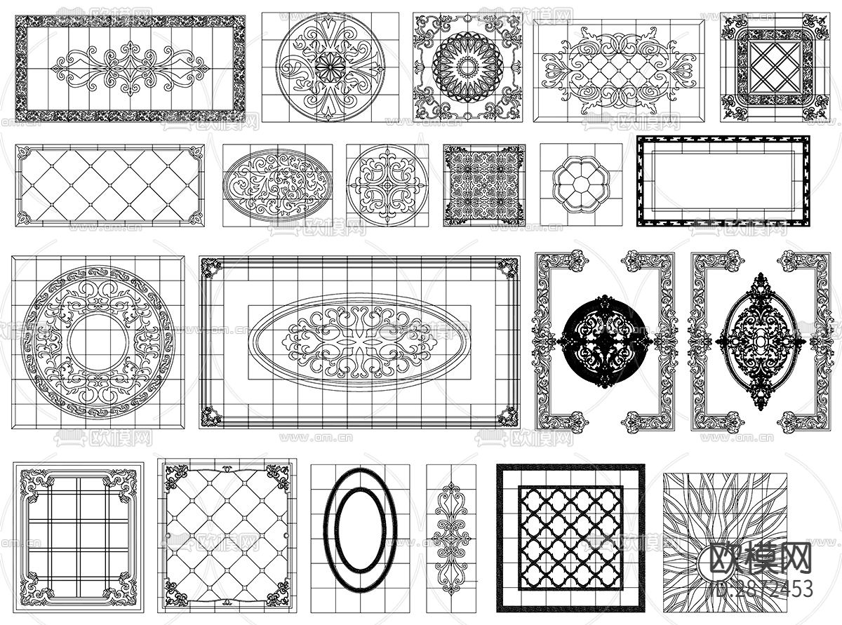 地面拼花cad图块下载（渲染图1）