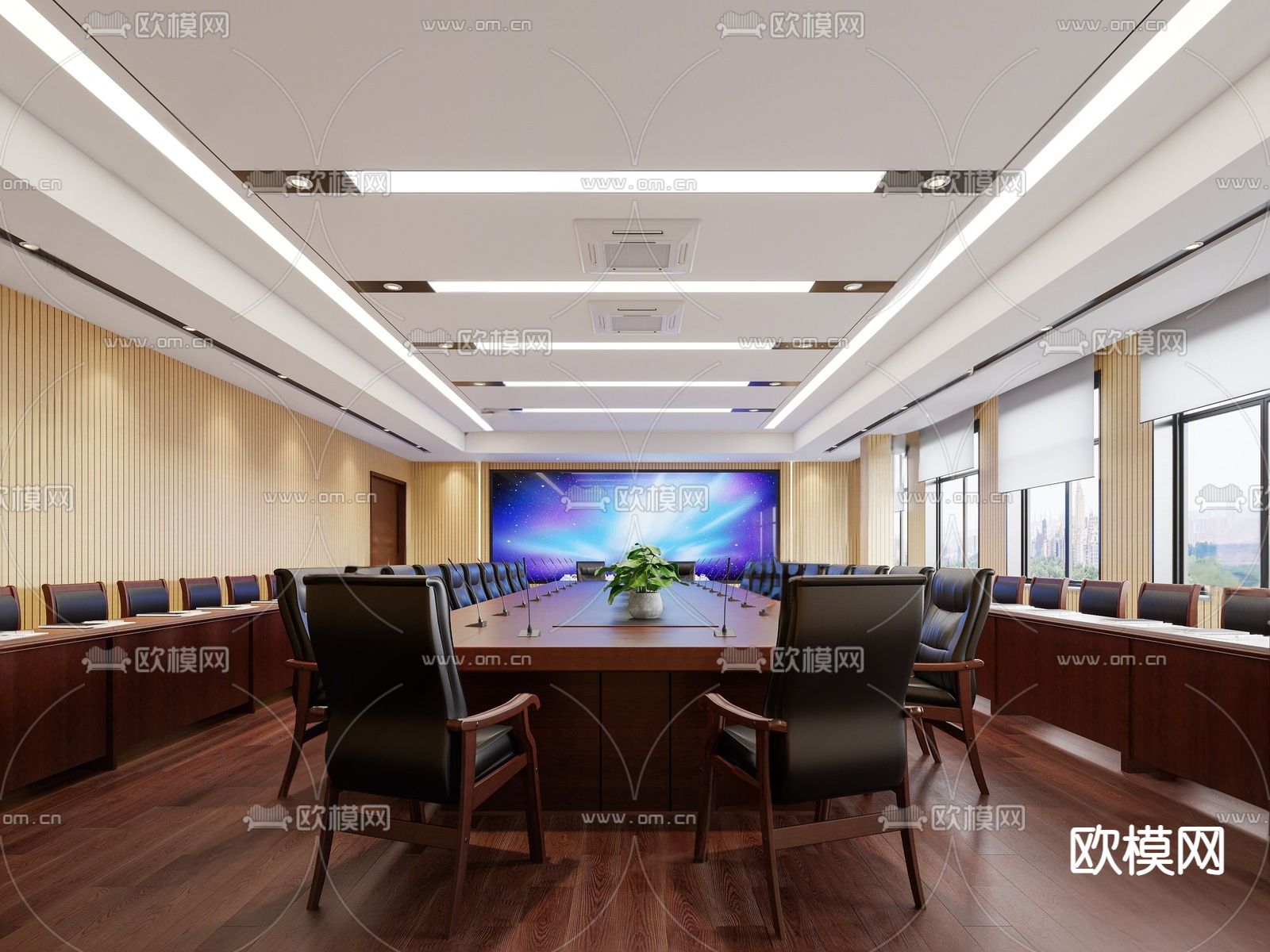 政府机关单位 会议室su模型下载（渲染图1）