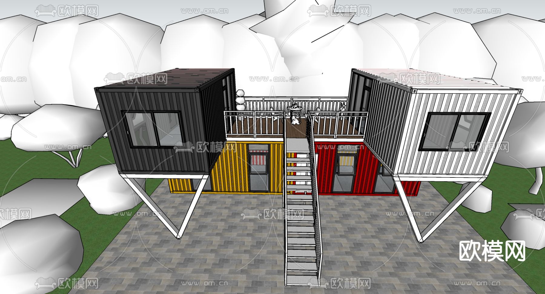 工业风集装箱su模型下载（渲染图2）