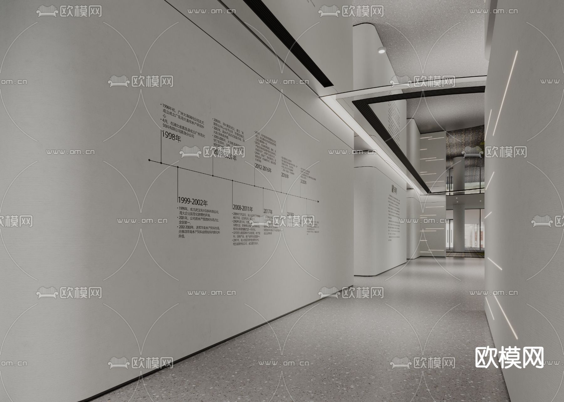 现代公司走廊su模型下载（渲染图1）