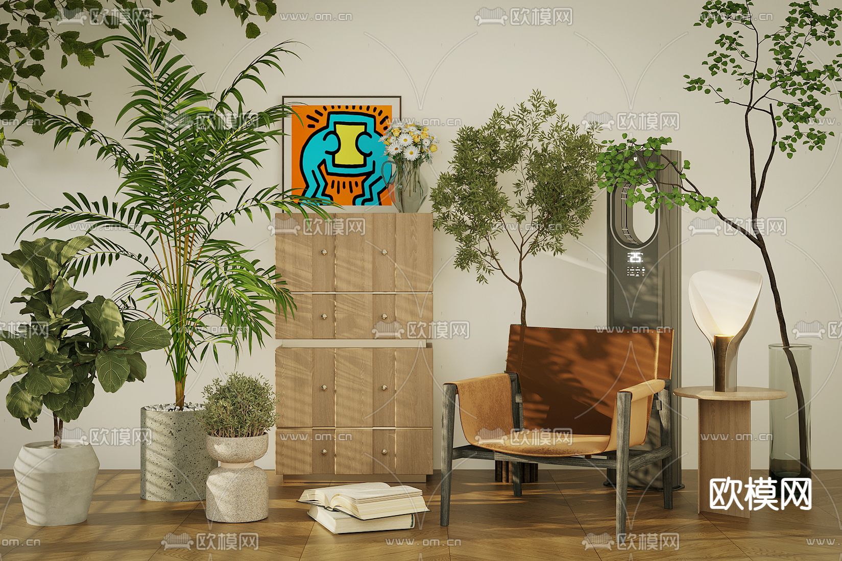 中古风斗柜 边柜 休闲椅3d模型下载