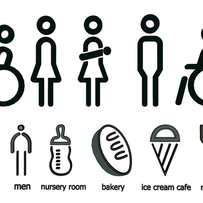  公共厕所标识 指示导视牌su模型 