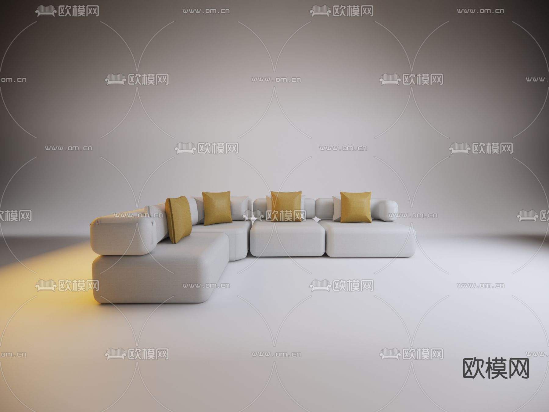 现代转角沙发su模型下载（渲染图2）
