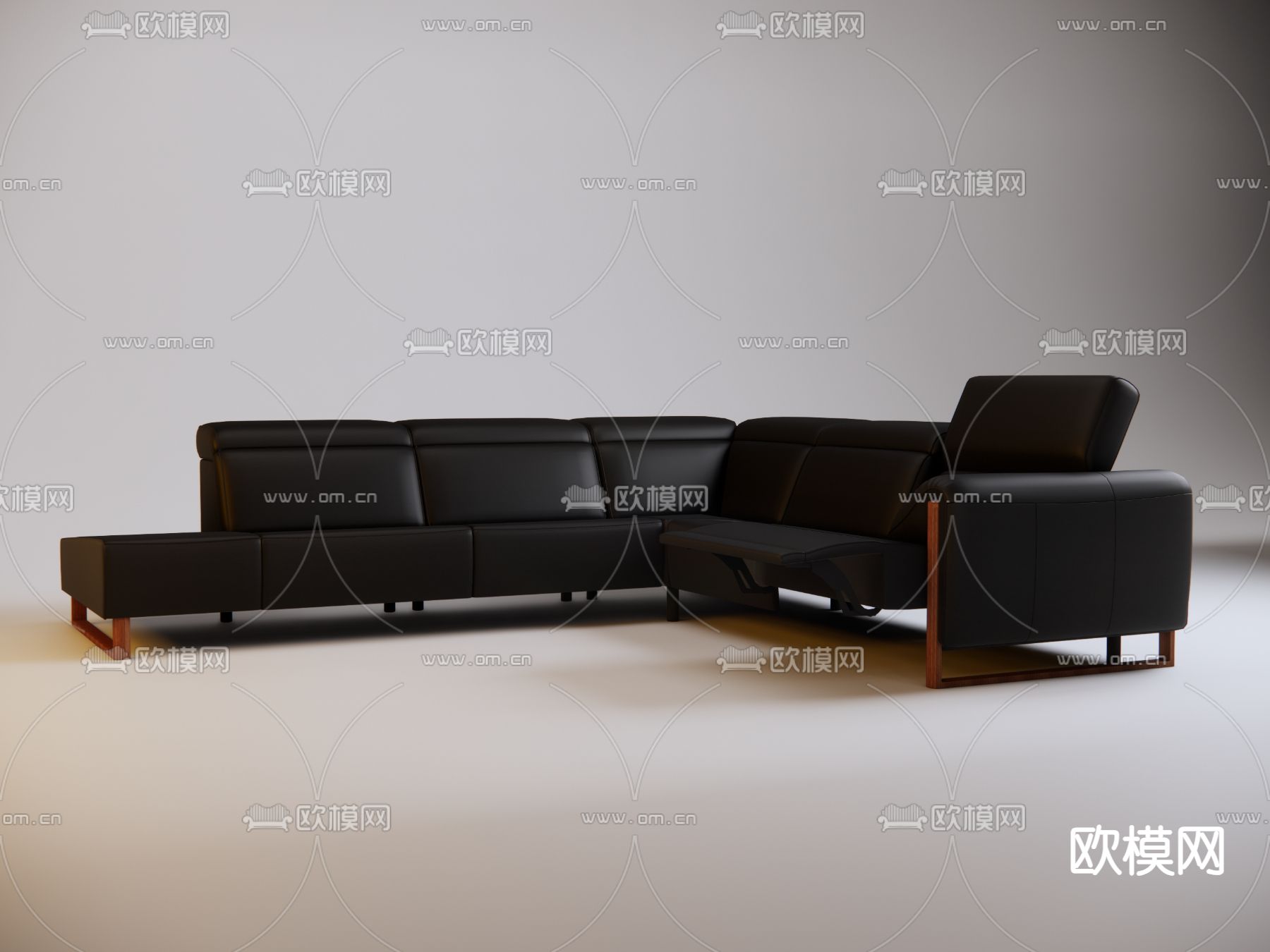 暗黑风多人沙发su模型下载（渲染图1）