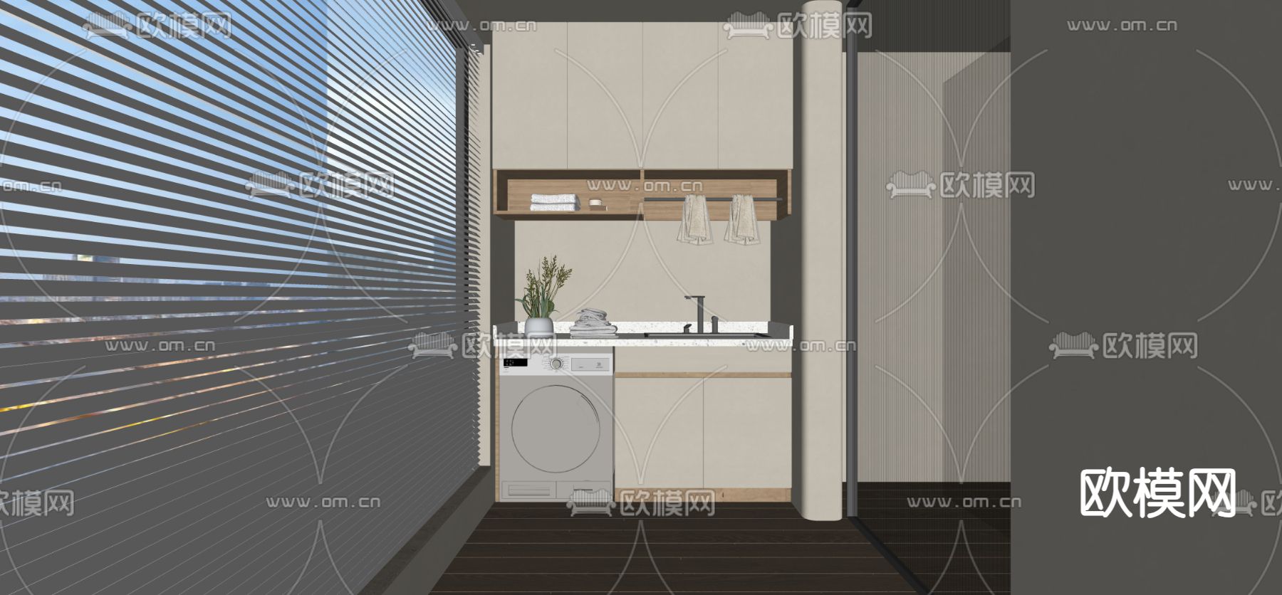 现代阳台su模型下载（渲染图2）