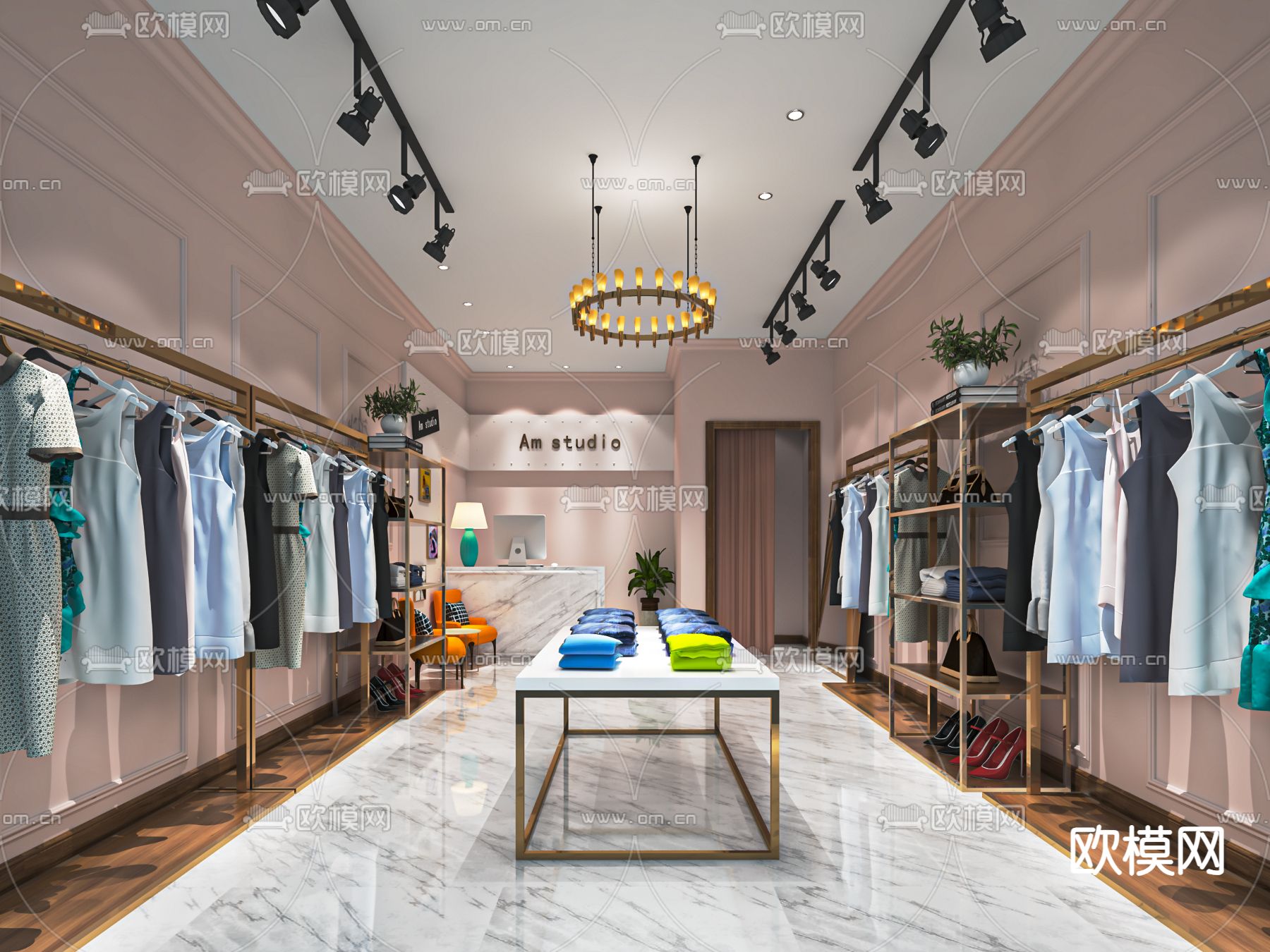 简欧服装店su模型下载（渲染图1）