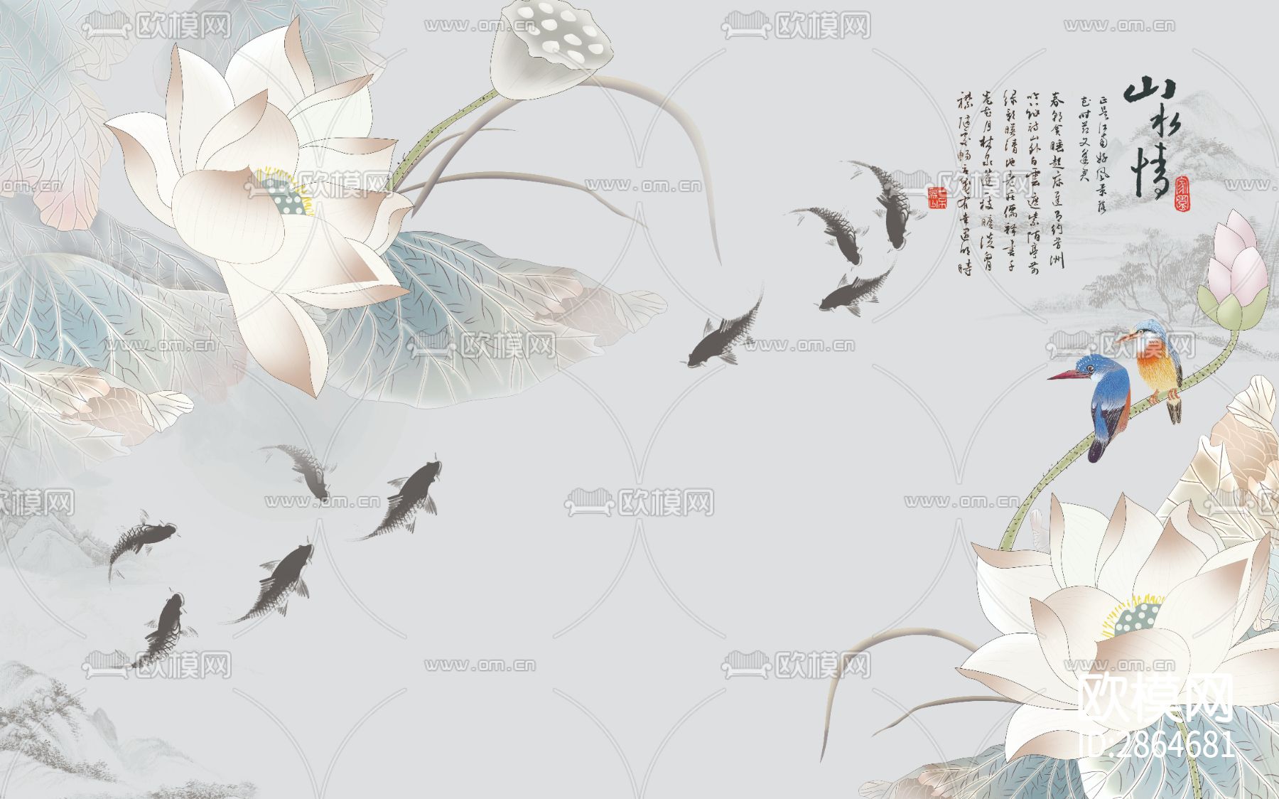 新中式花鸟画下载（渲染图2）