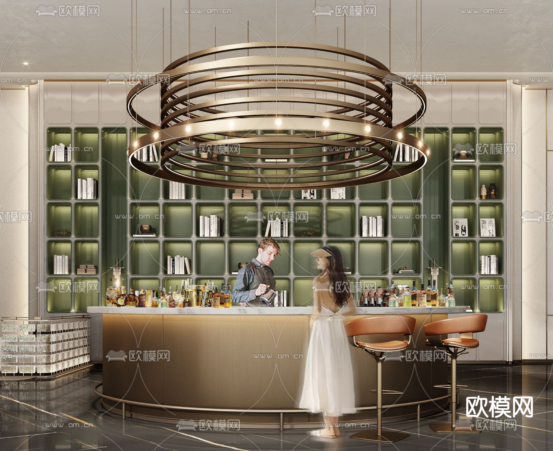 售楼处洽谈区 沙盘区 水吧区3d模型下载（渲染图3）