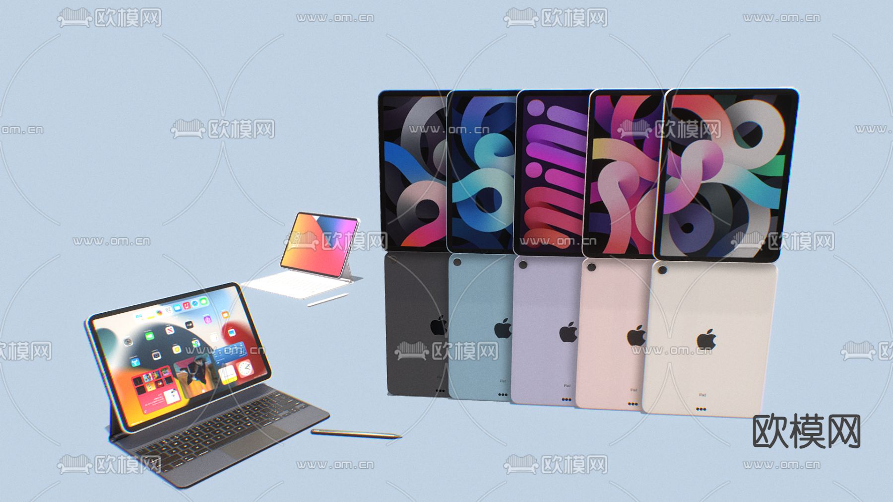 Apple iPad 苹果平板电脑su模型下载（渲染图1）