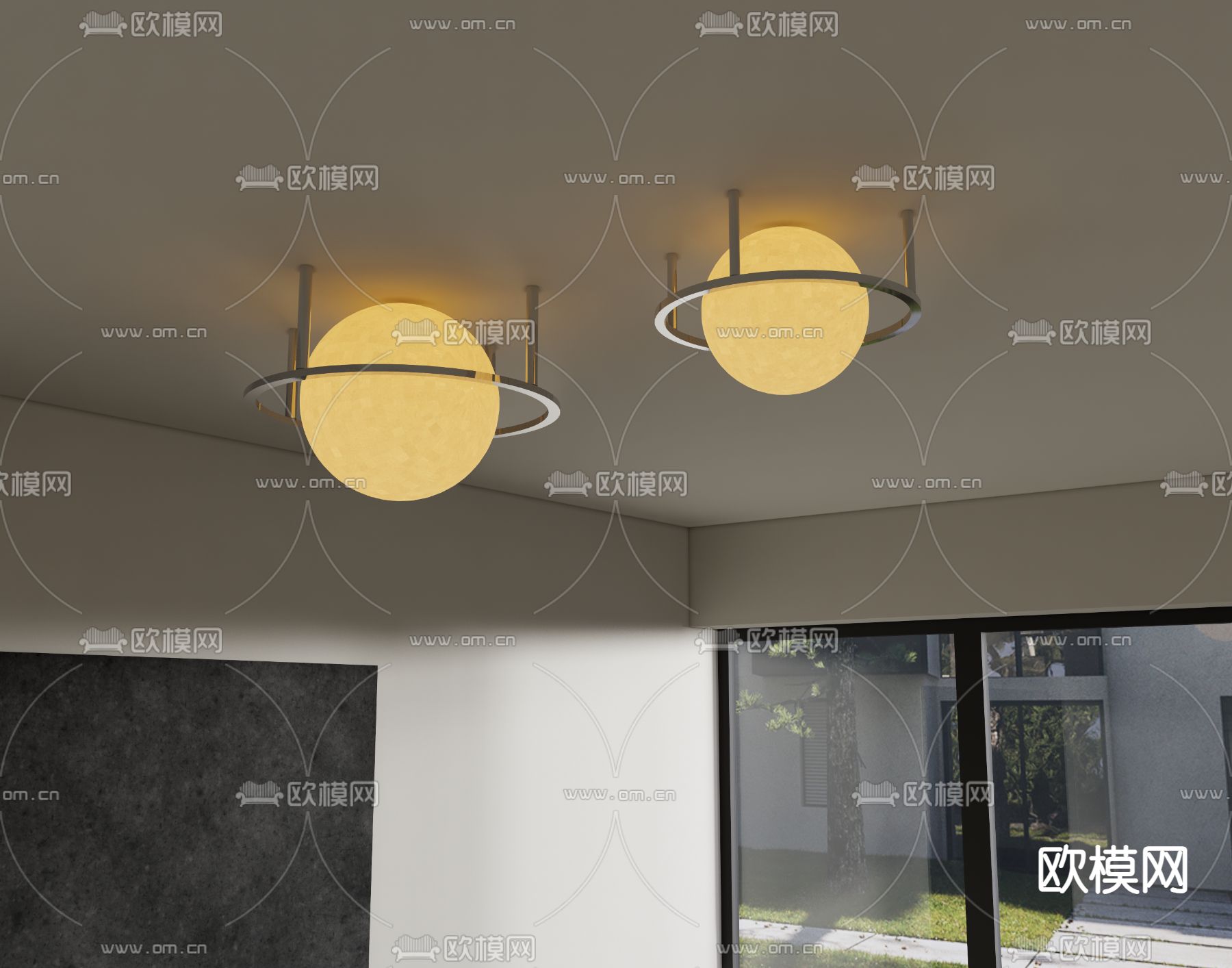 吸顶灯su模型下载（渲染图1）