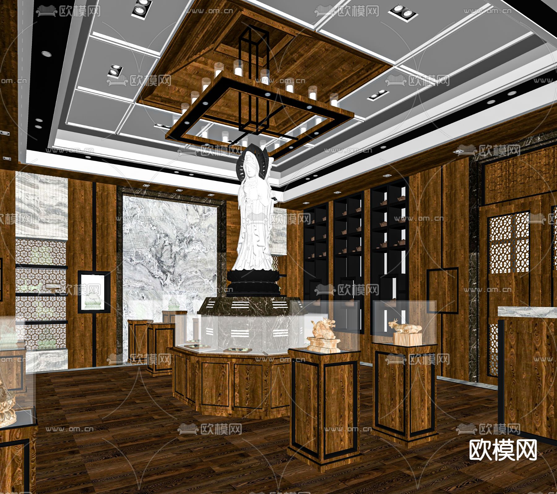 新中式翡翠珠宝展厅su模型下载（渲染图2）