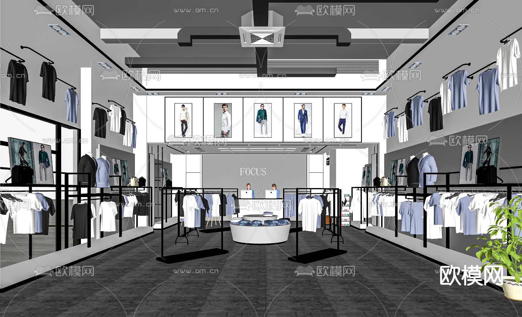 现代服装店su模型下载（渲染图2）